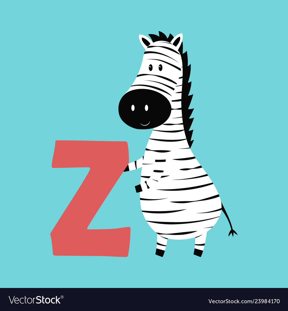 Cute Animal Alphabet With Zebra Royalty Free Vector Image