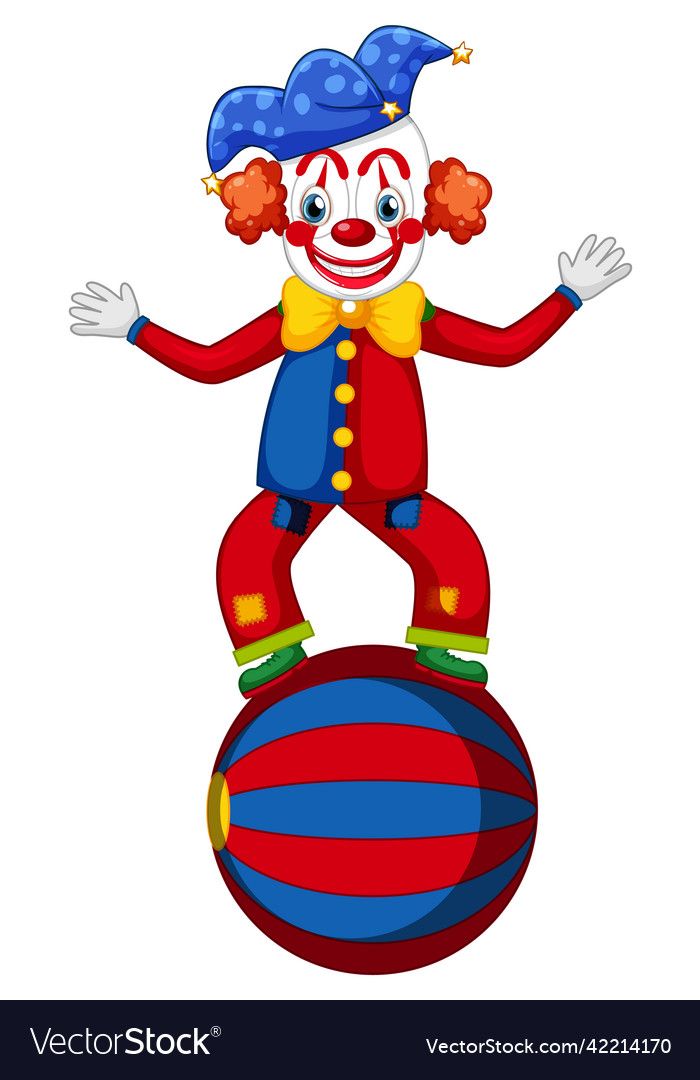 Cute clown performing with ball Royalty Free Vector Image