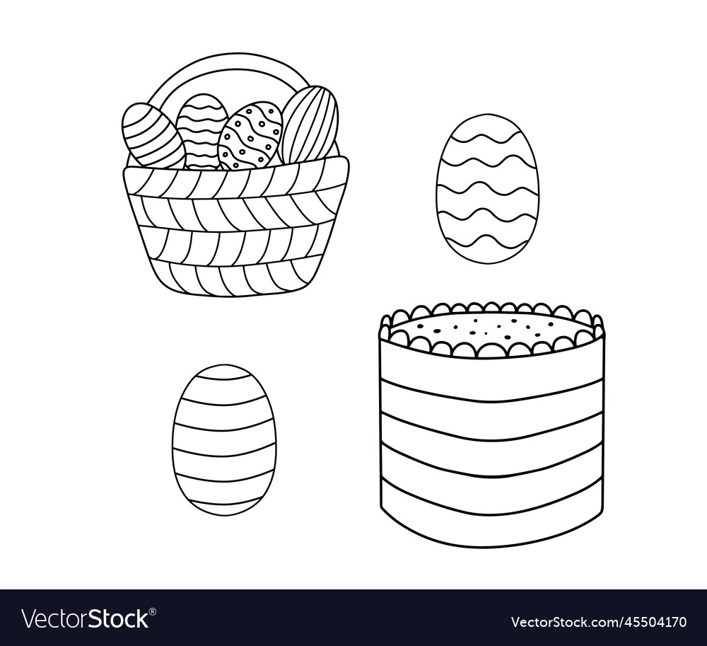 Easter eggs in basket line icon symbol