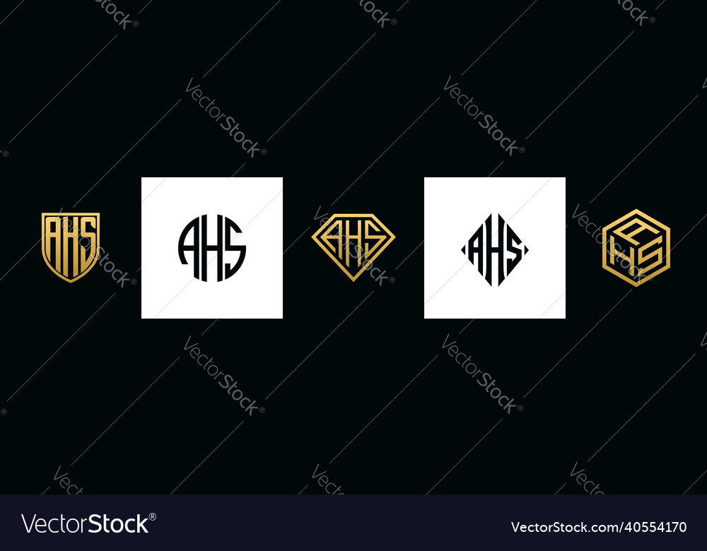 Initial letters ahs logo designs bundle