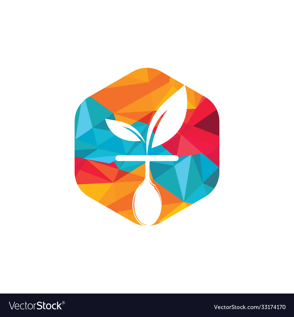 Organic food logo with spoon and leaf design