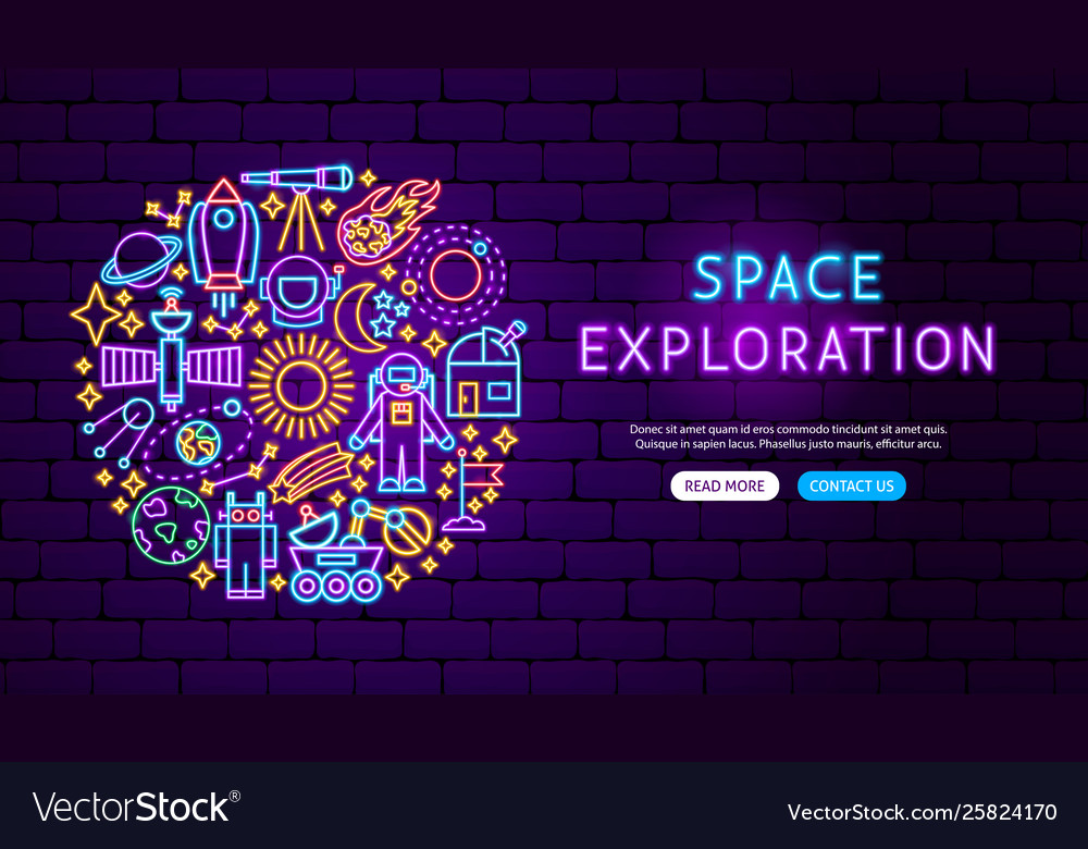 Space exploration neon banner design