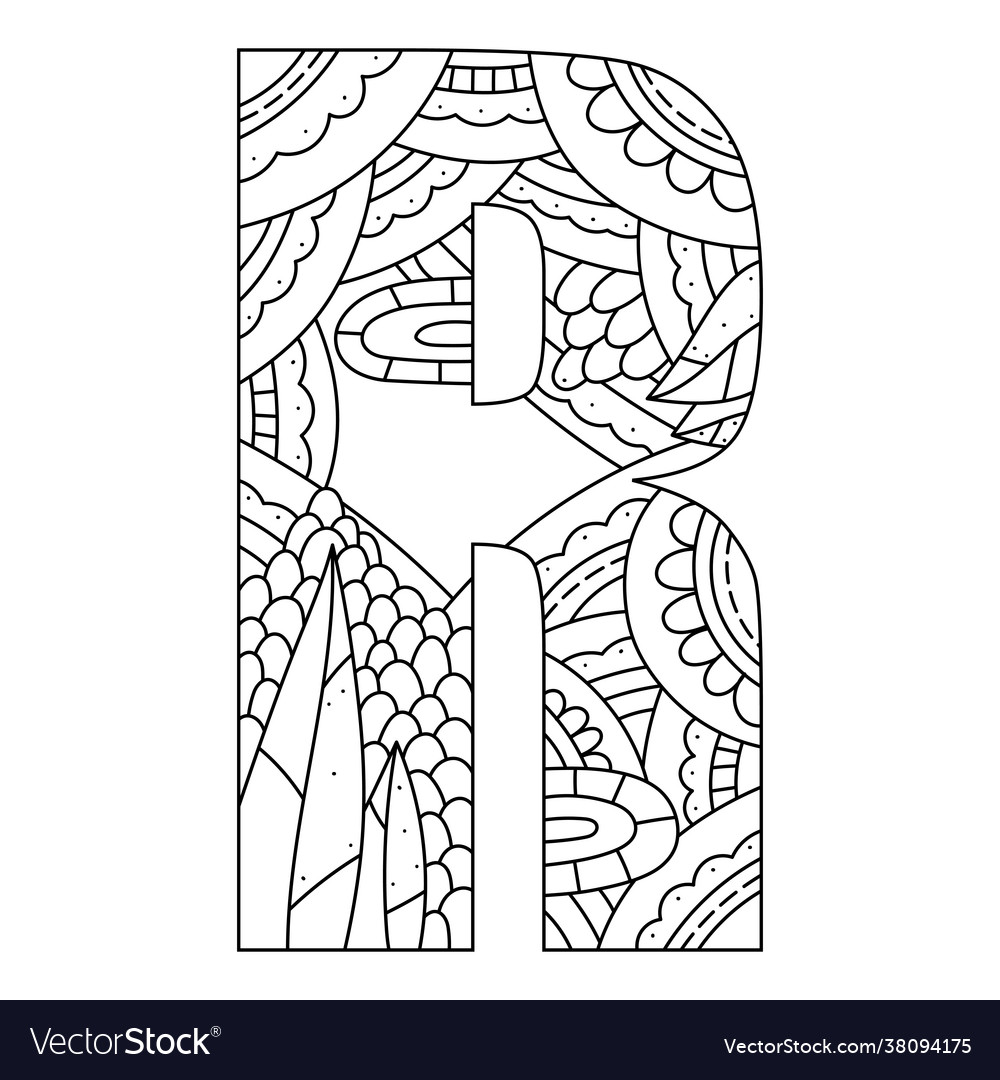 Alphabet coloring page capital letter Royalty Free Vector