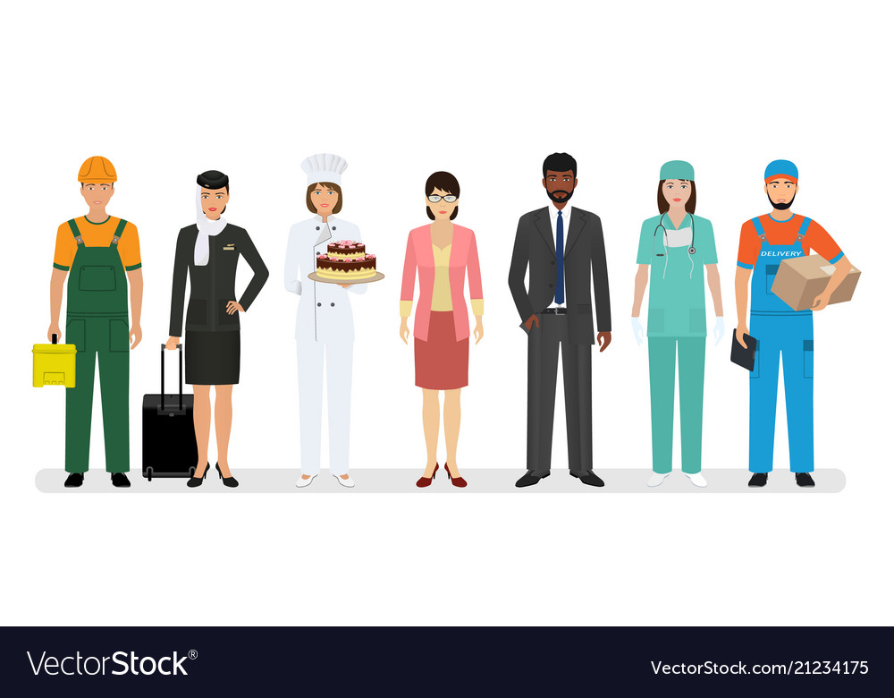 Group of seven people with different occupation Vector Image