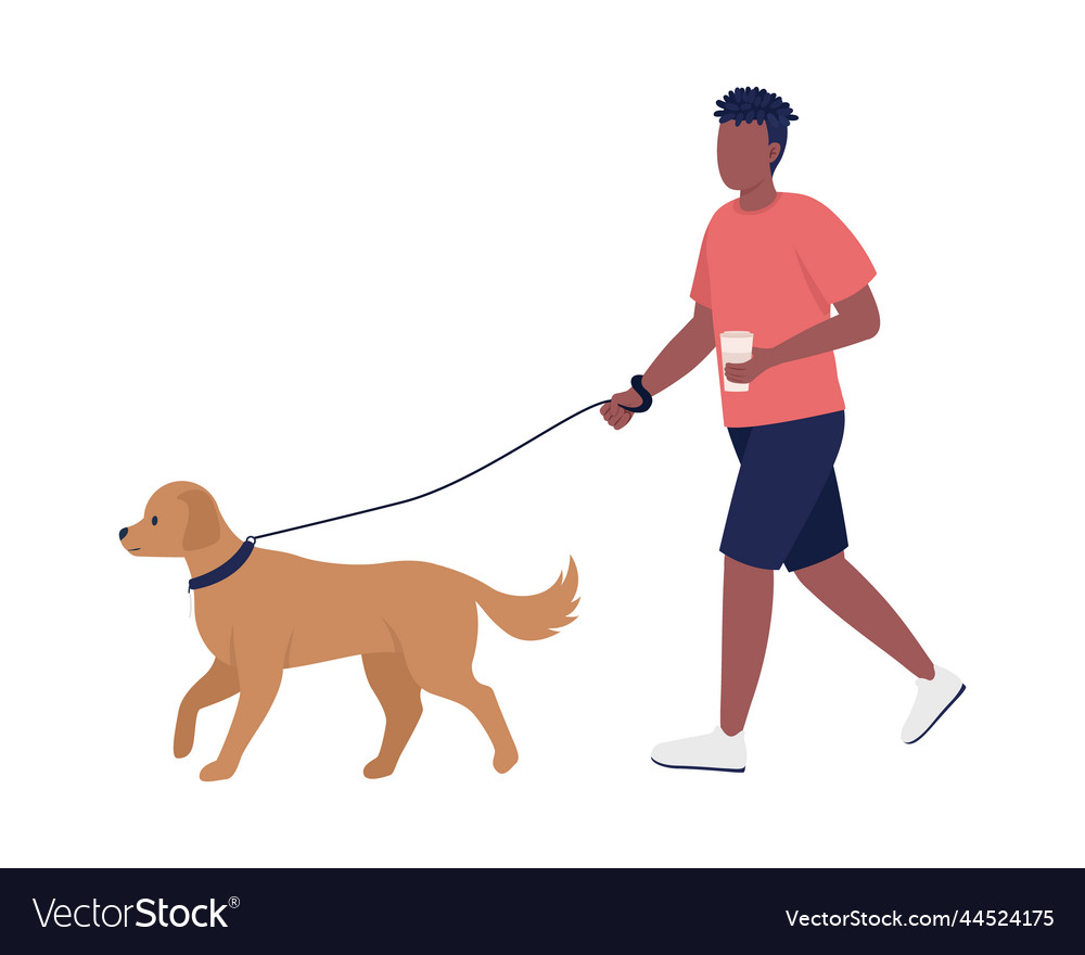 Man running with his dog semi flat color Vector Image