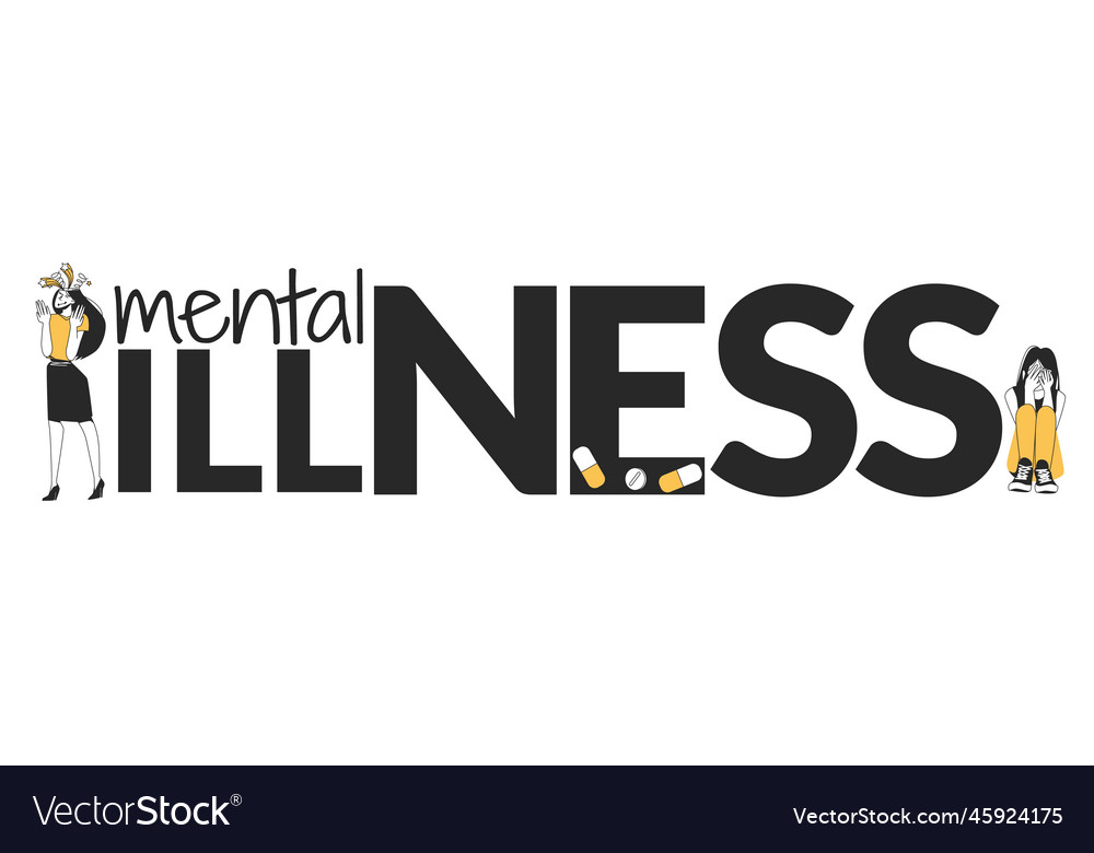 Mental illness psychology disease flat text Vector Image