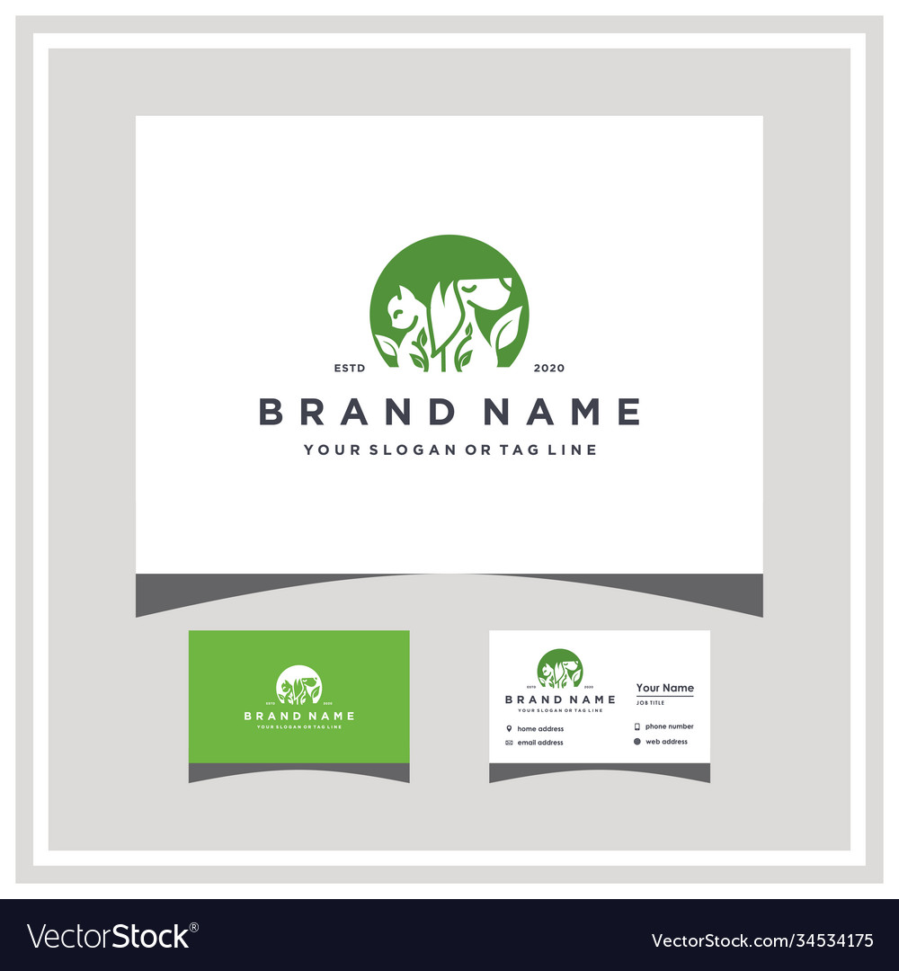 Pet leaf logo design and business card