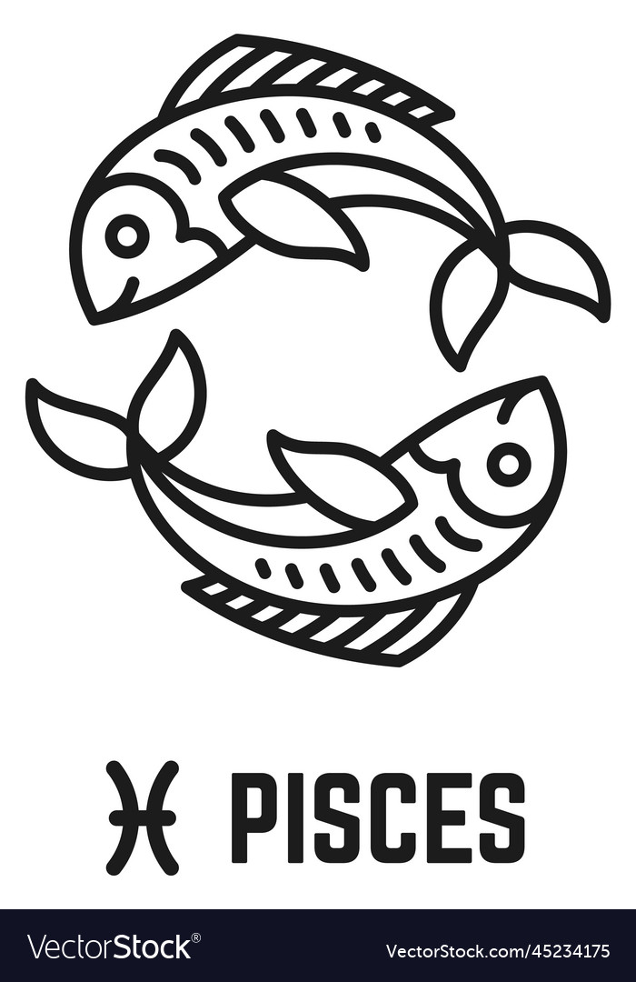 Pisces sign astrology symbol black line icon Vector Image