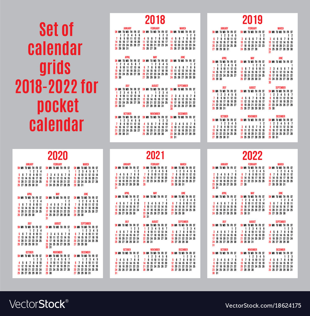 set of calendar grid