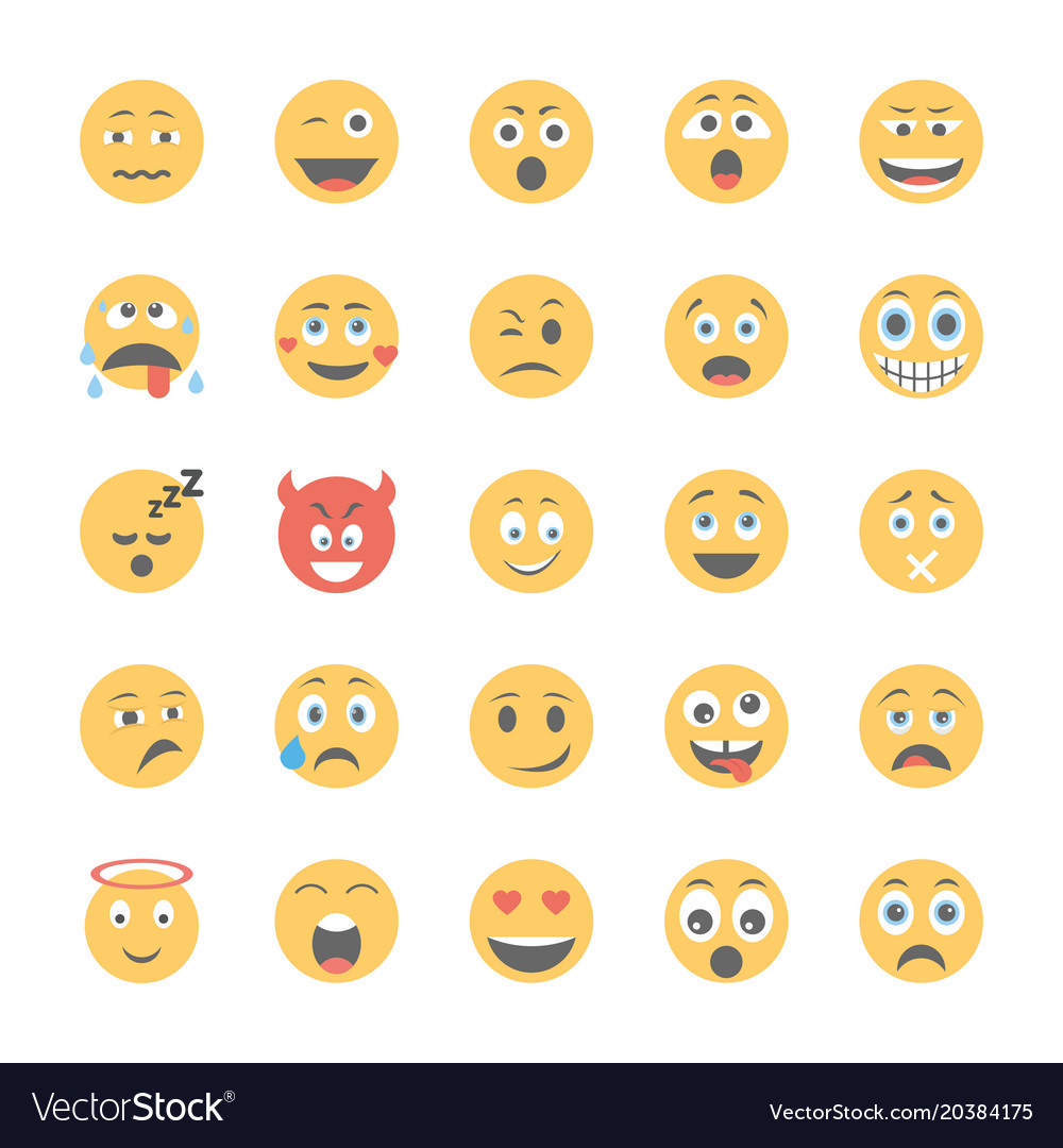 Smiley flat icons set 2