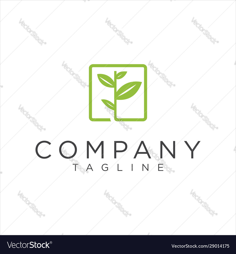 Square leaf logo nature tree