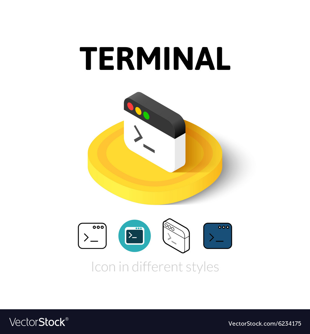 Terminal icon in different style Royalty Free Vector Image