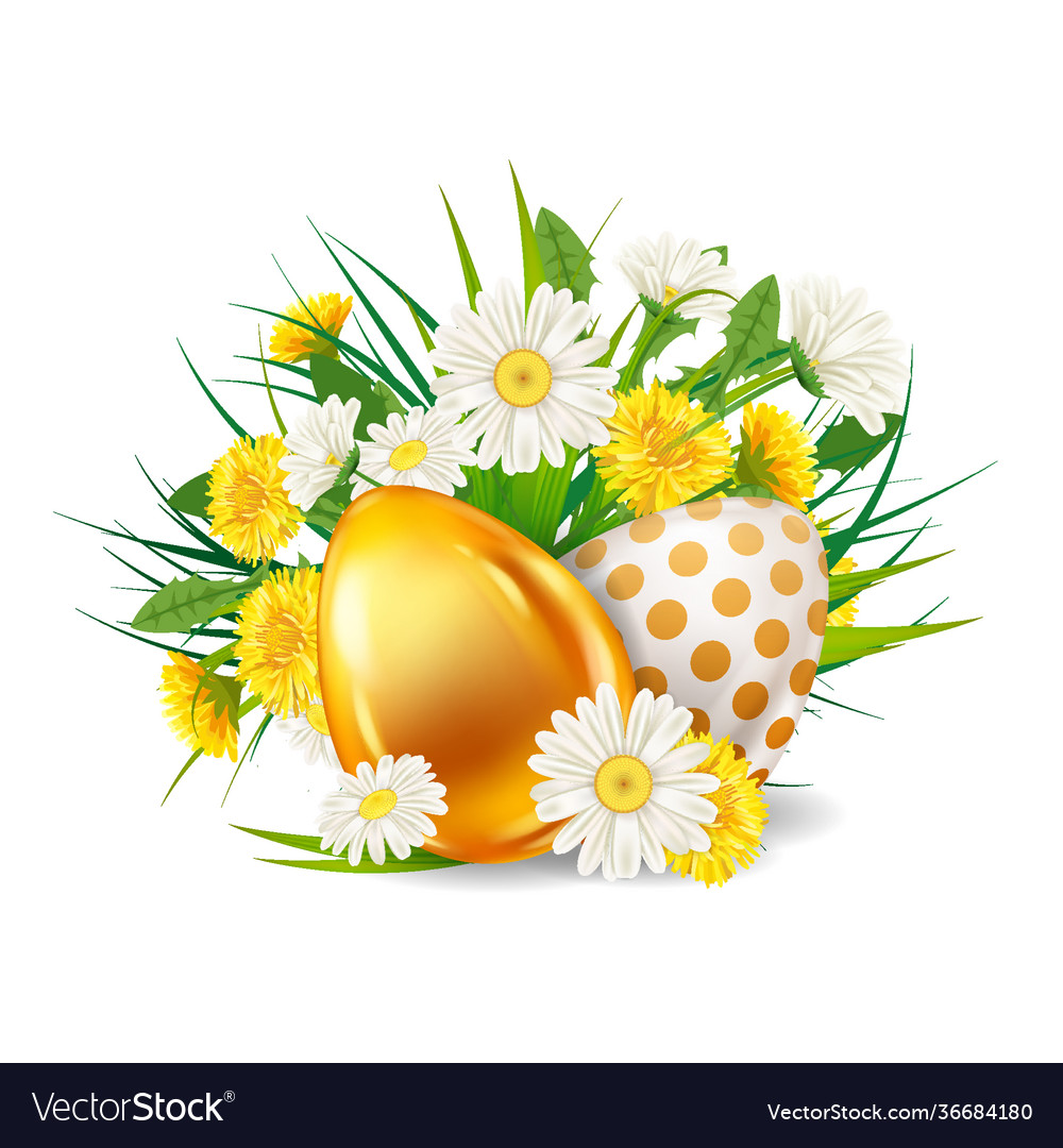 Easter gold egg banner template golden shine vector image Easter gold egg banner template golden shine