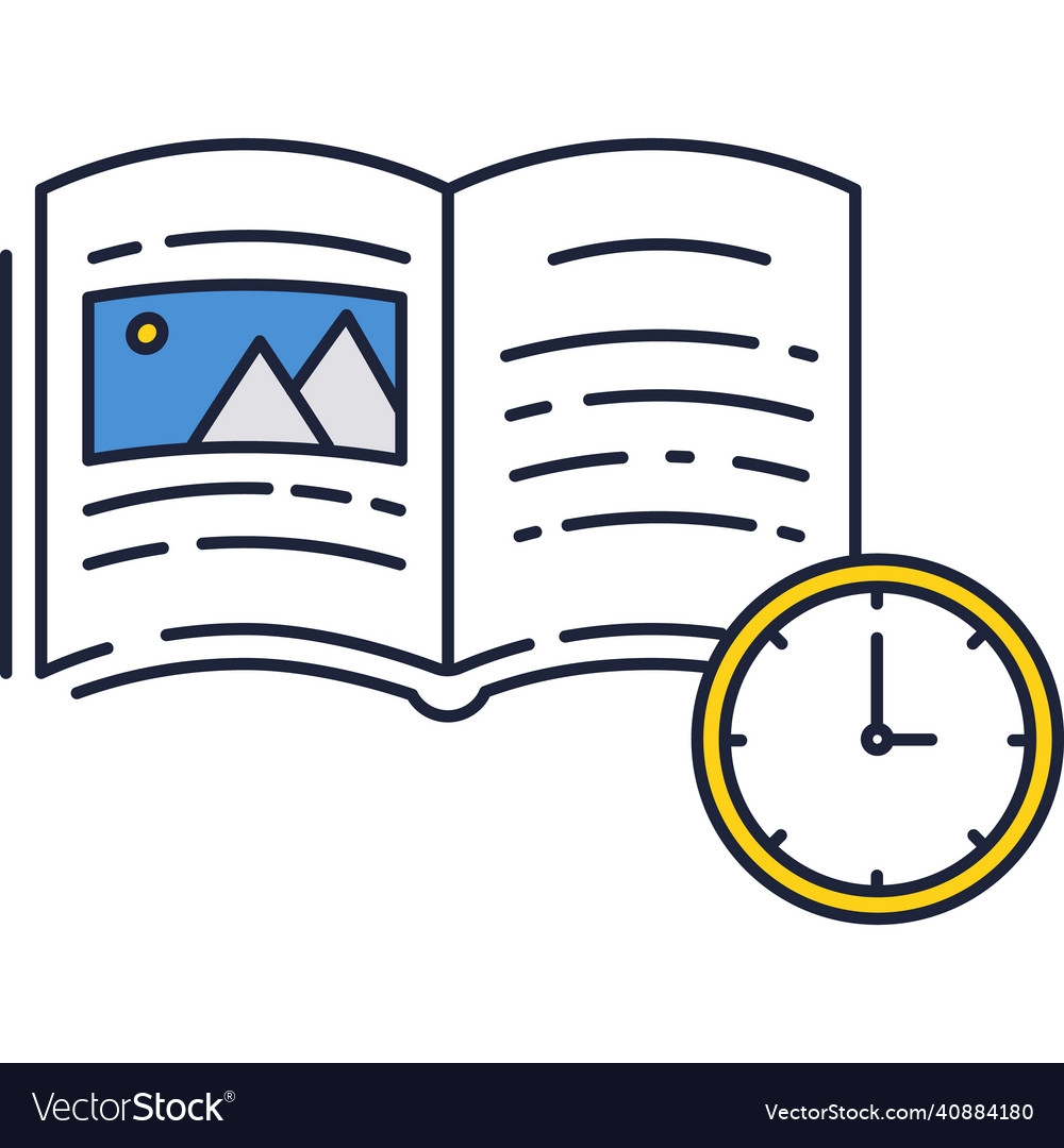 Exam preparing icon open book and clock