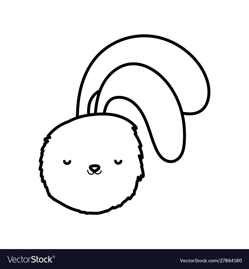 Fluffy rabbit head adorable toy icon thick line