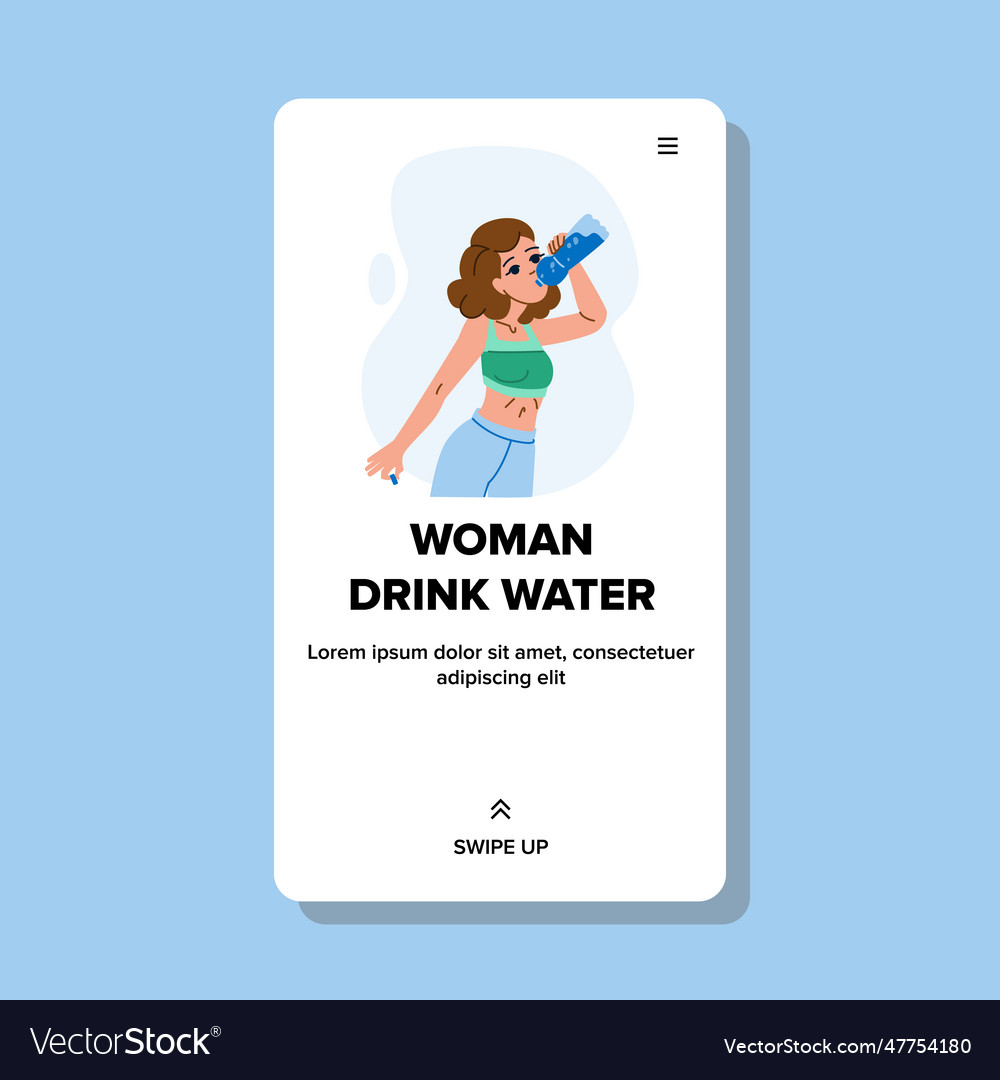 Glass woman drink water Royalty Free Vector Image