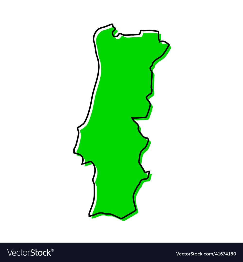 Simple outline map of portugal stylized line