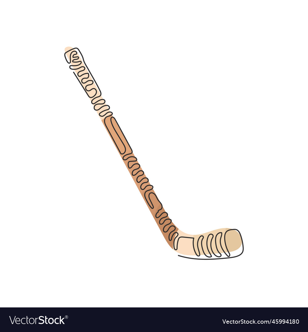 Single one line drawing ice hockey stick