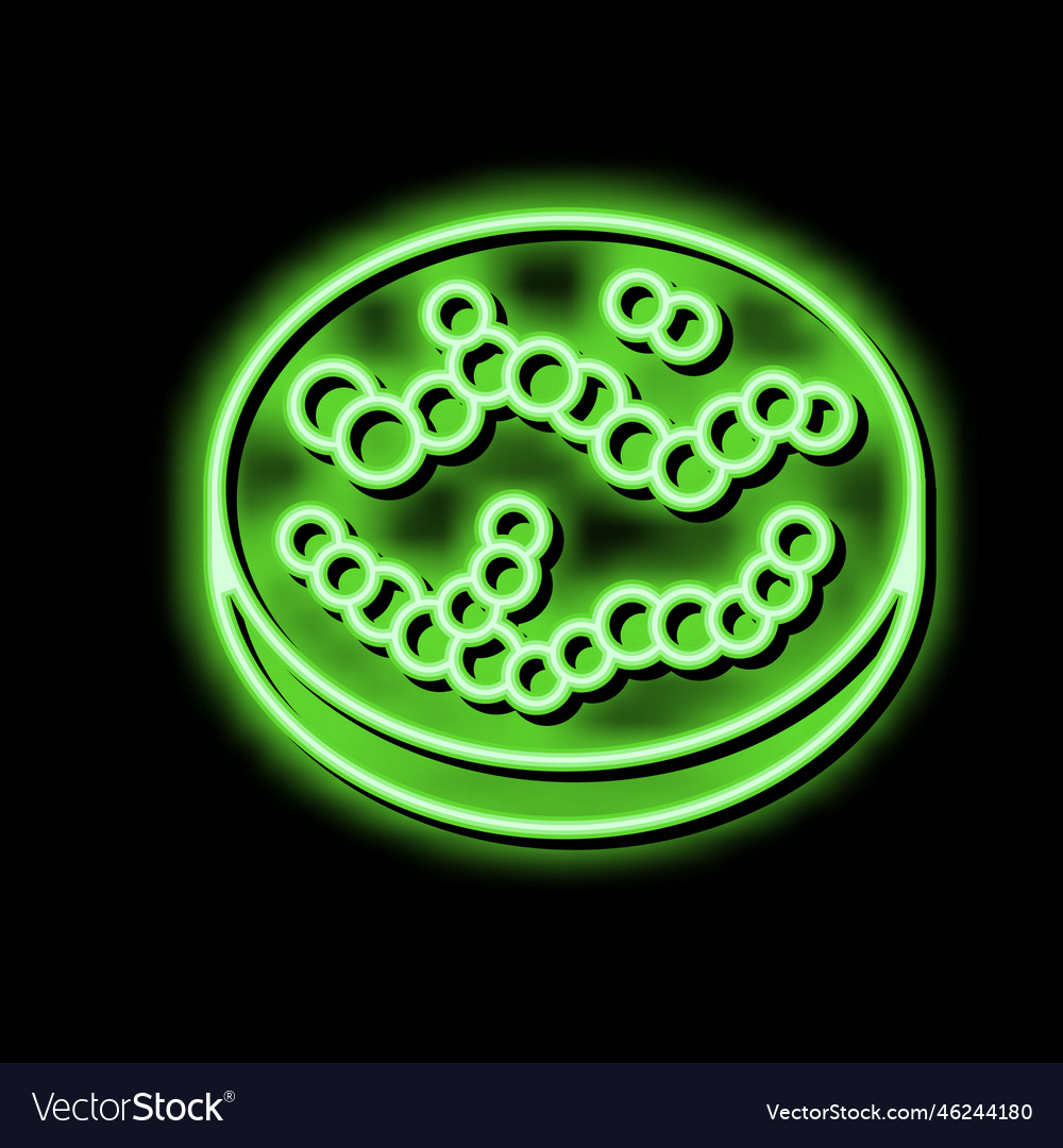 Streptococcus bacteria neon glow icon