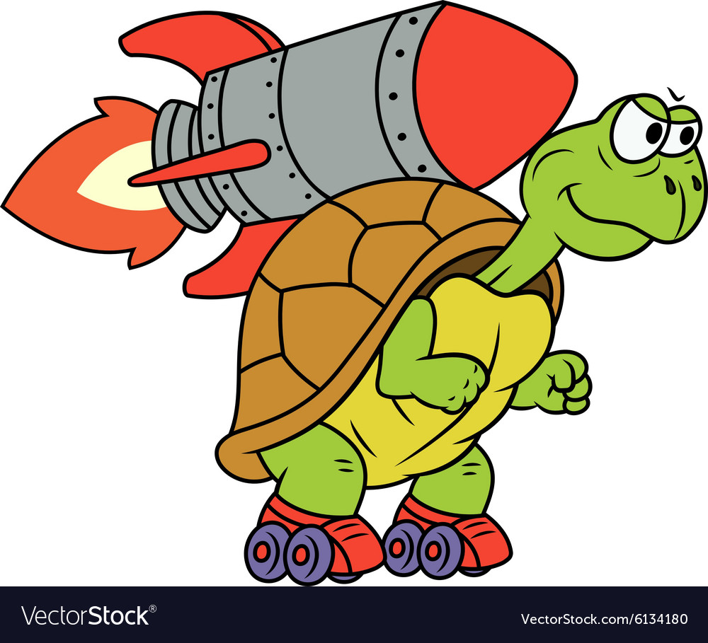 Turtle with rocket Royalty Free Vector Image - VectorStock