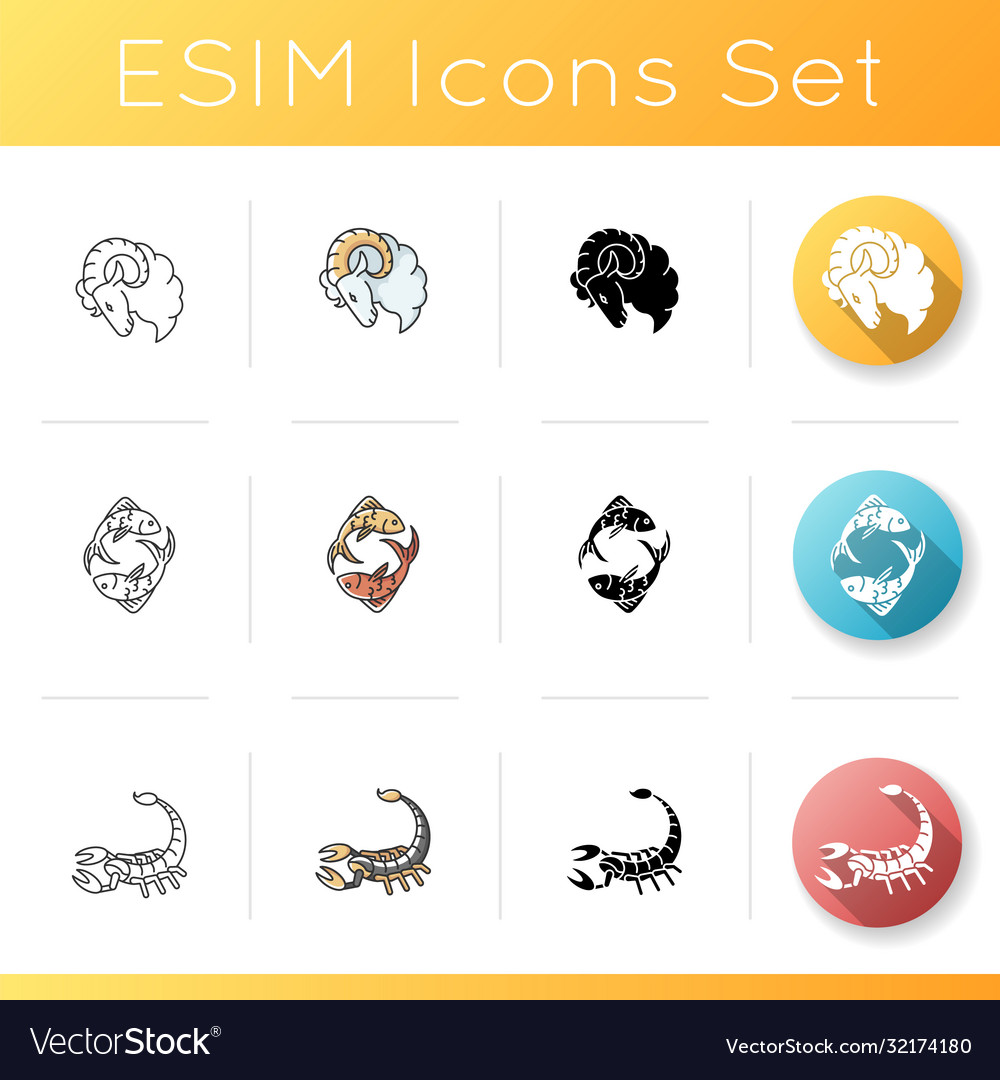 Zodiac signs icons set