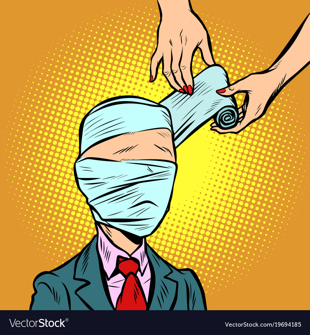 Bandaged head medical assistance Royalty Free Vector Image