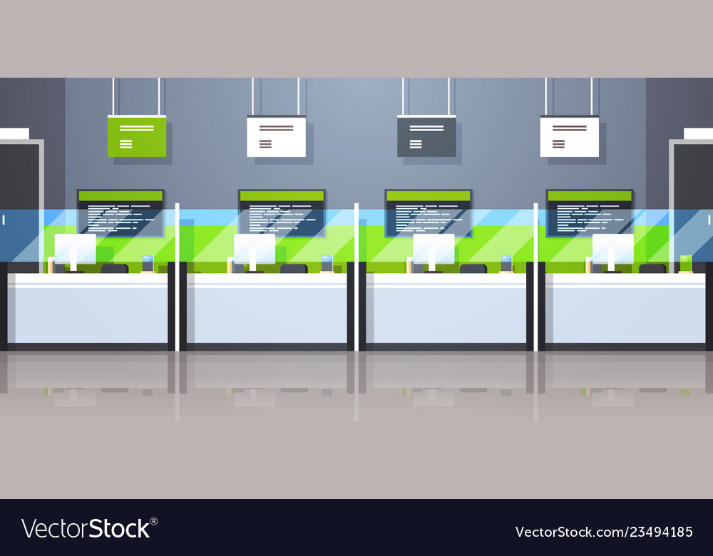 Cash Desk Windows Financial Currency Exchange Vector Image
