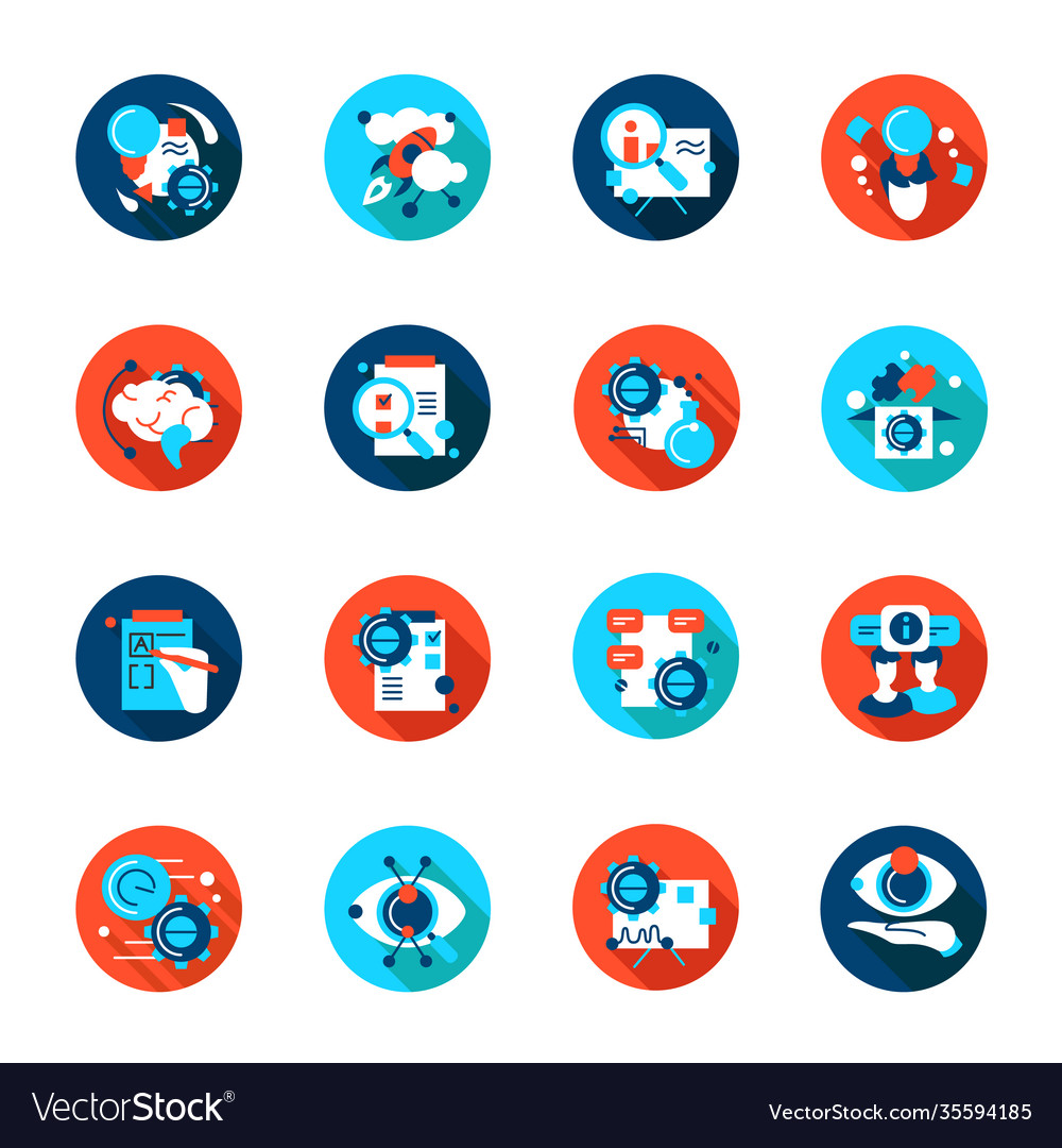 Creative process flat icons set