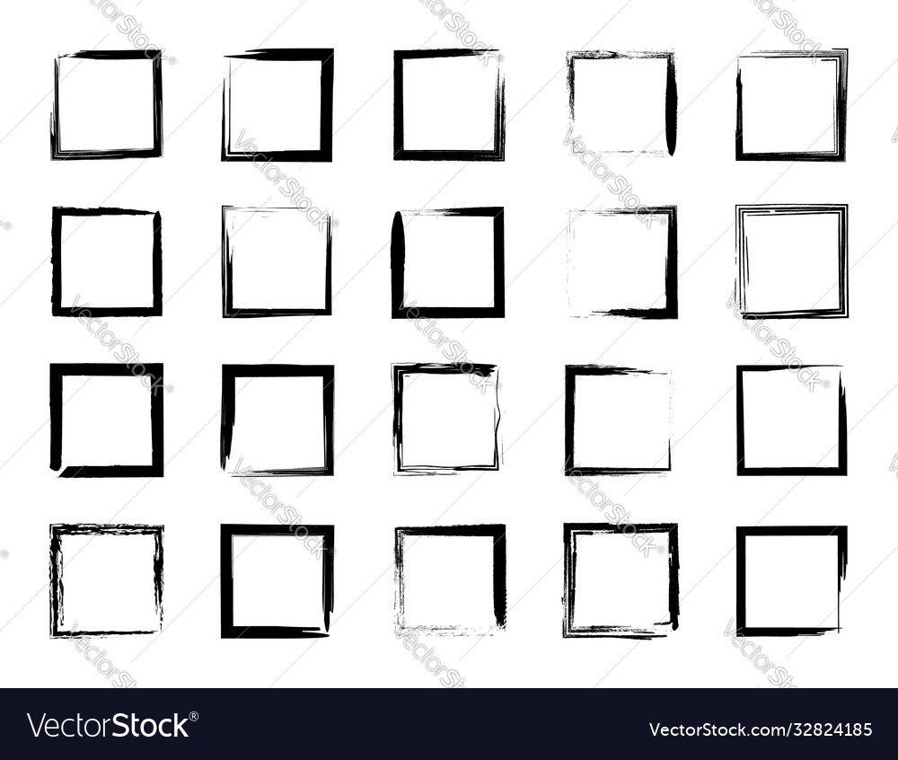 Frame from brush black borders from ink vector image Frame from brush black borders from ink