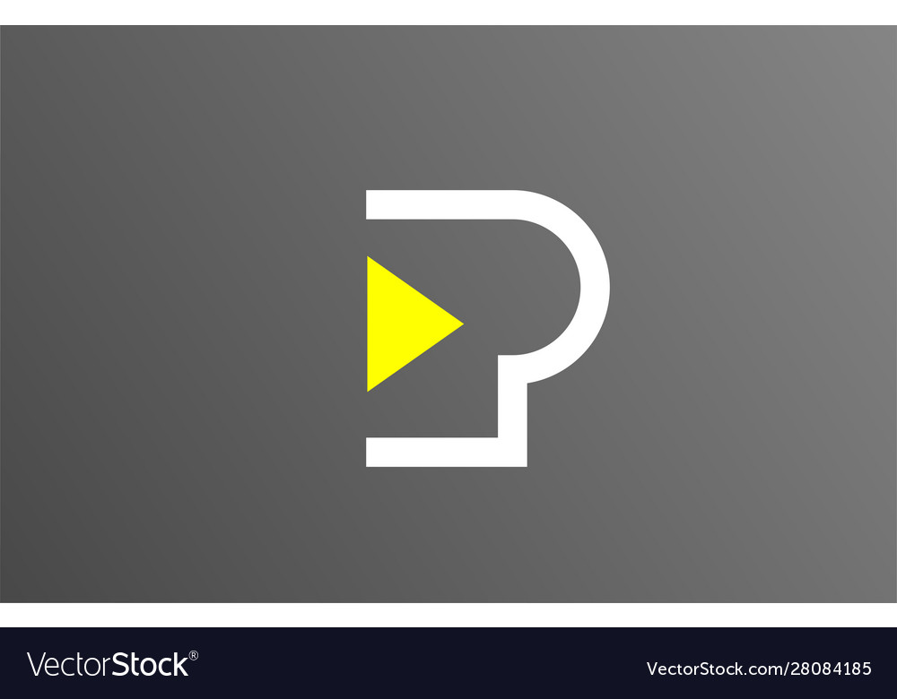 Grey white yellow letter p alphabet logo design