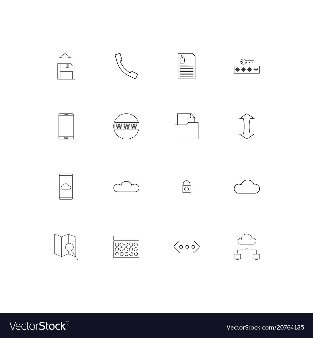 Internet technologies linear thin icons set