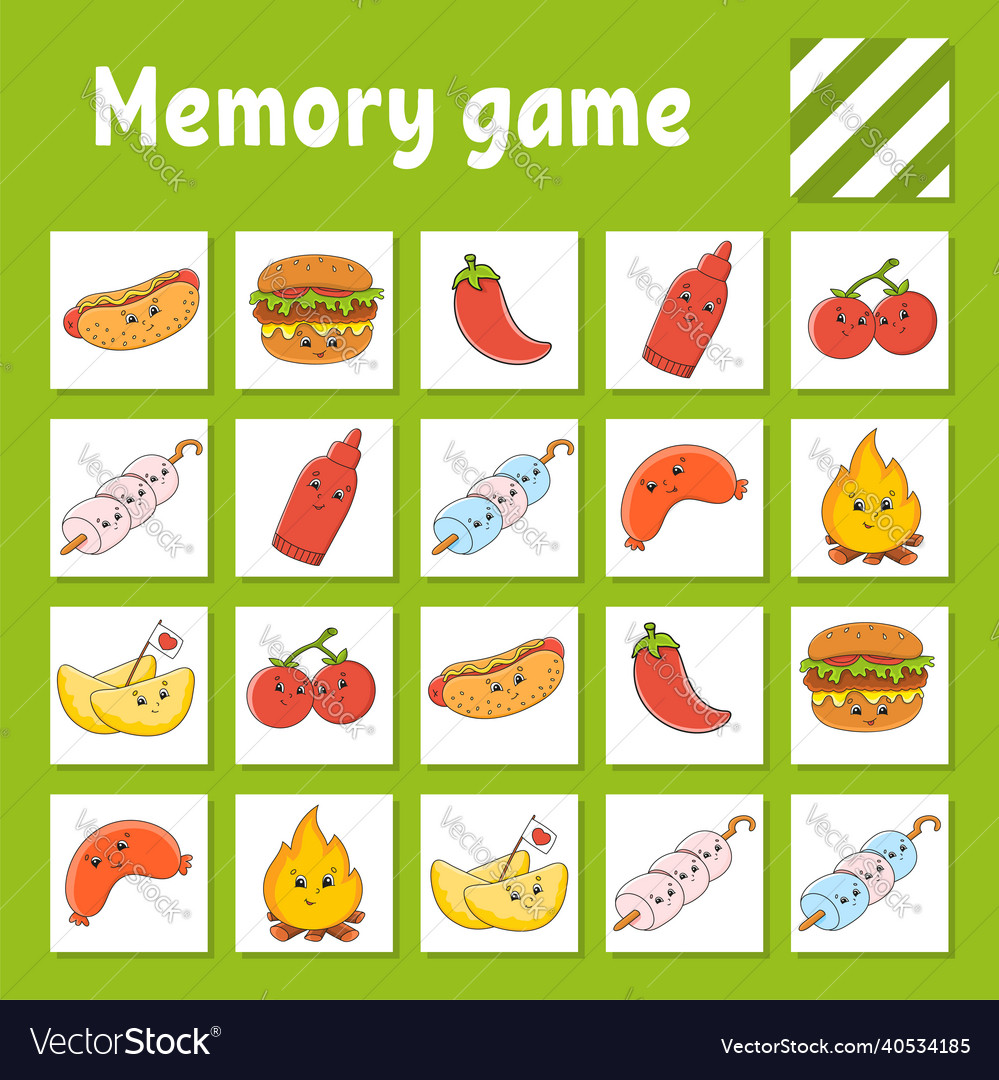 Memory game for kids education developing Vector Image