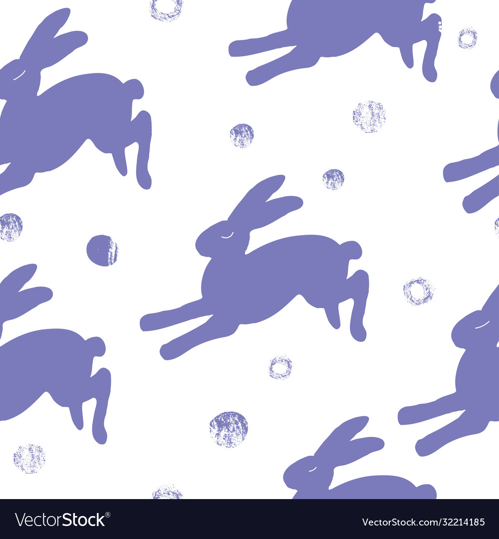 Seamless hand drawn pattern with rabbits