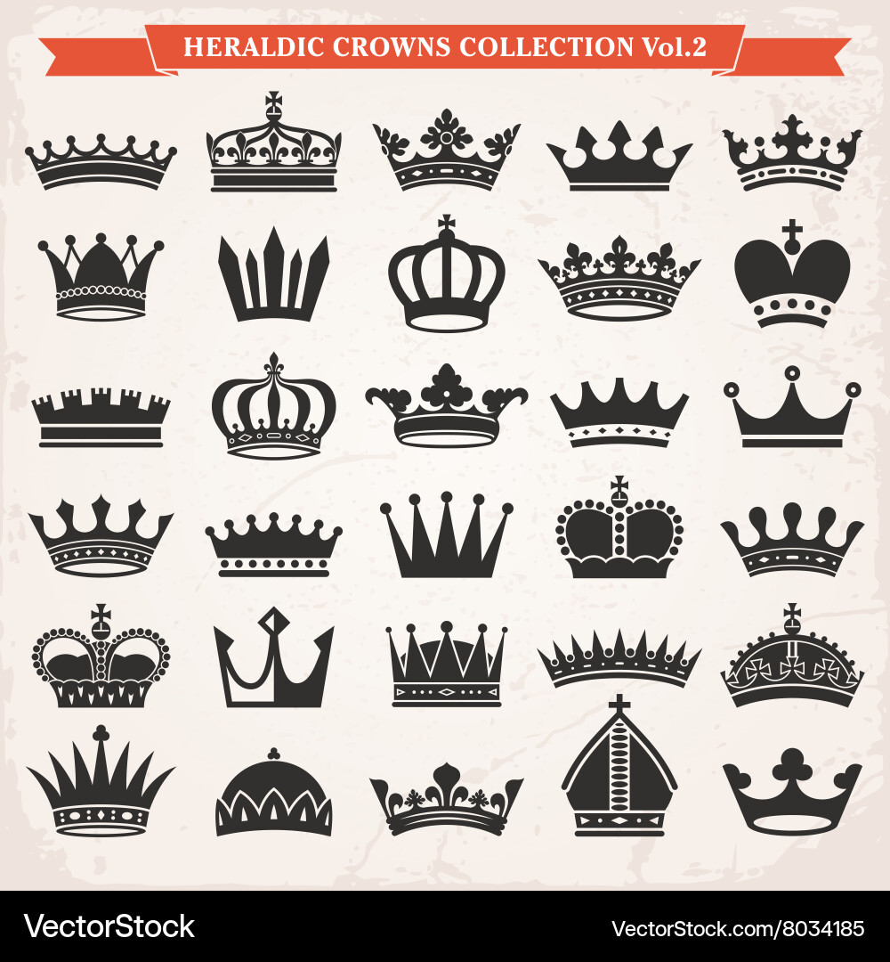 Set crowns Royalty Free Vector Image - VectorStock