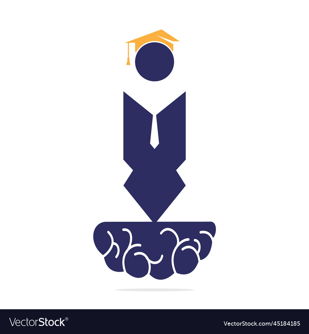 Student with graduation cap and brain Royalty Free Vector