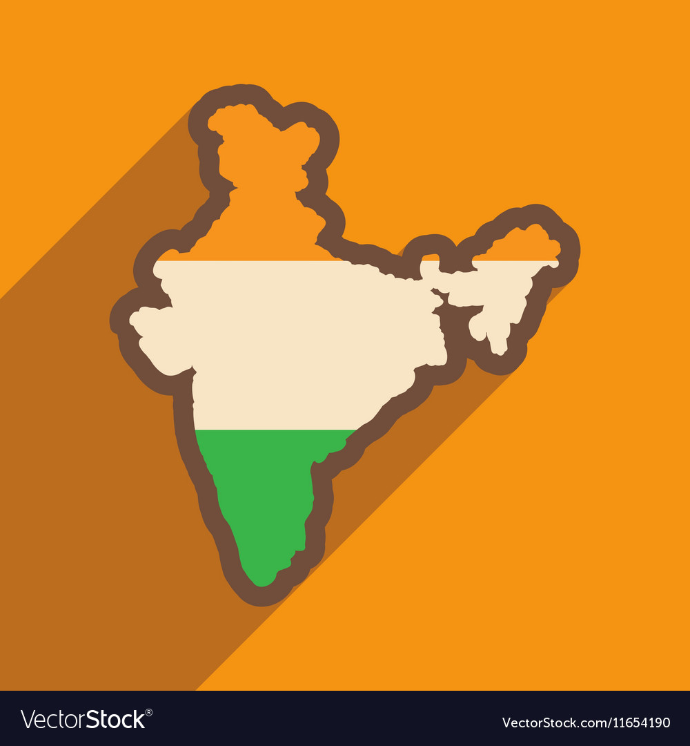 Modern flat icon with long shadow map of india