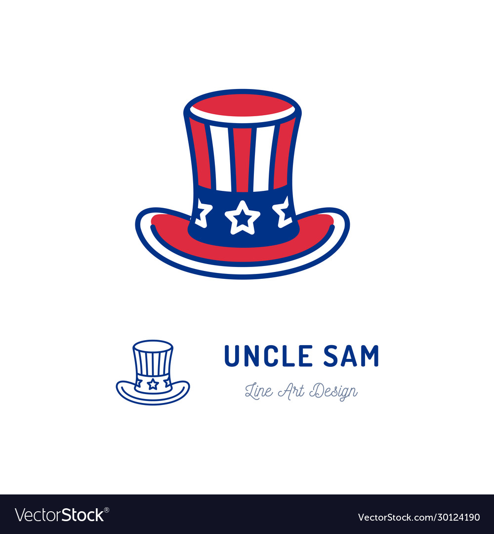 Uncle sam hat icon thin line art colorful sign