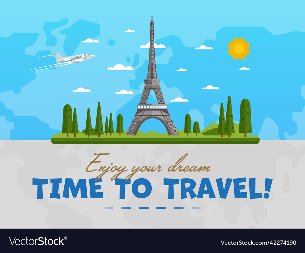 Welcome to france poster with famous attraction Vector Image