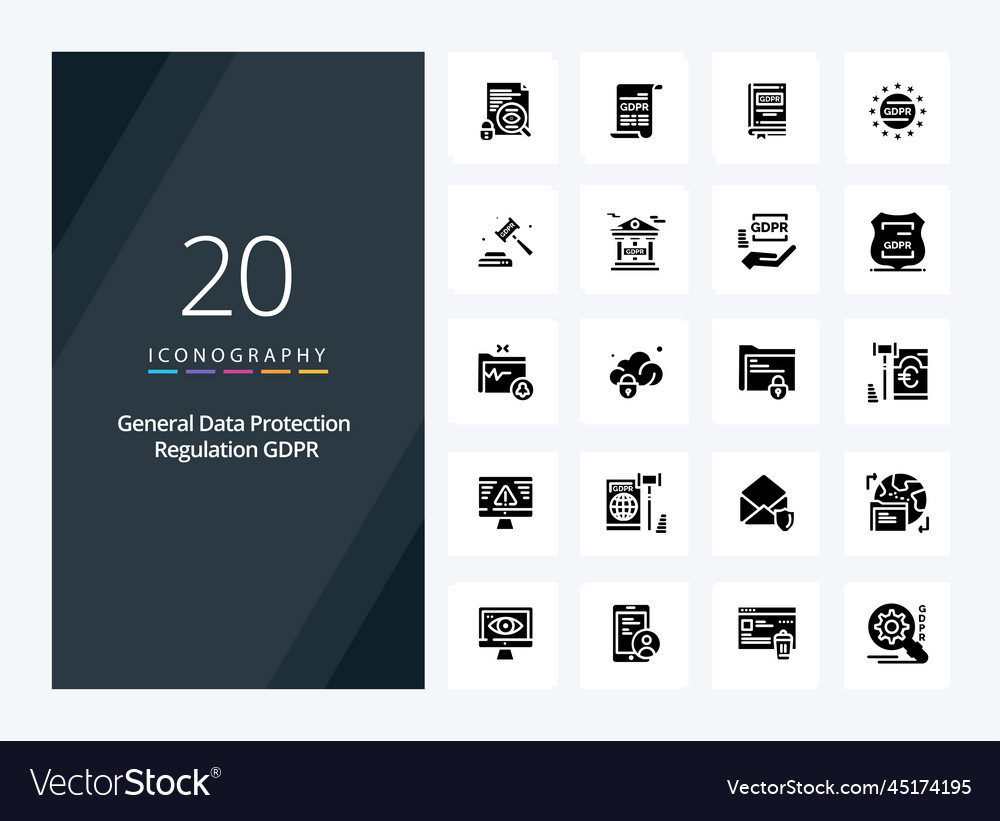 20 gdpr solide Glyph-Symbol für die Präsentation