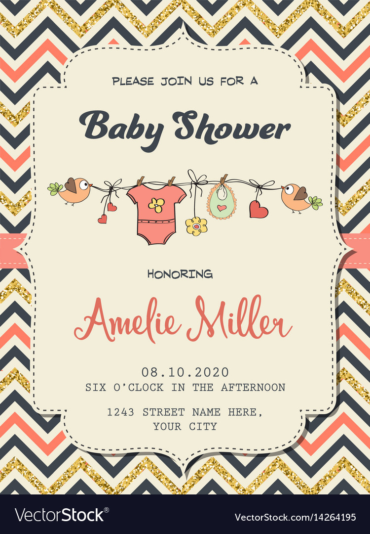 Beautiful retro baby shower card template Vector Image