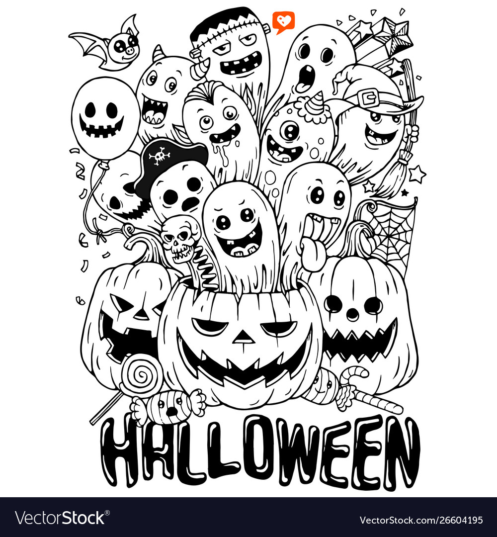 Doodle halloween Royalty Free Vector Image VectorStock