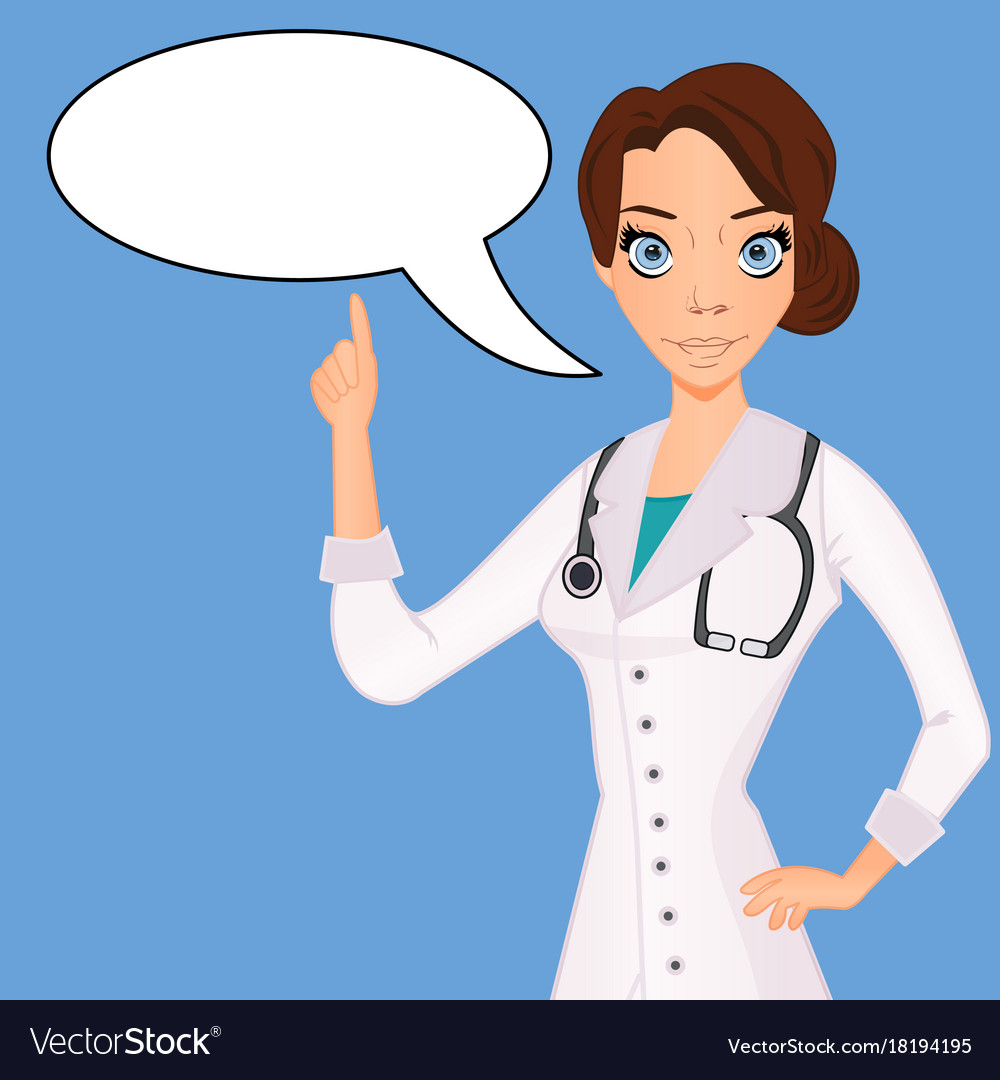 Female doctor woman talking speech bubble