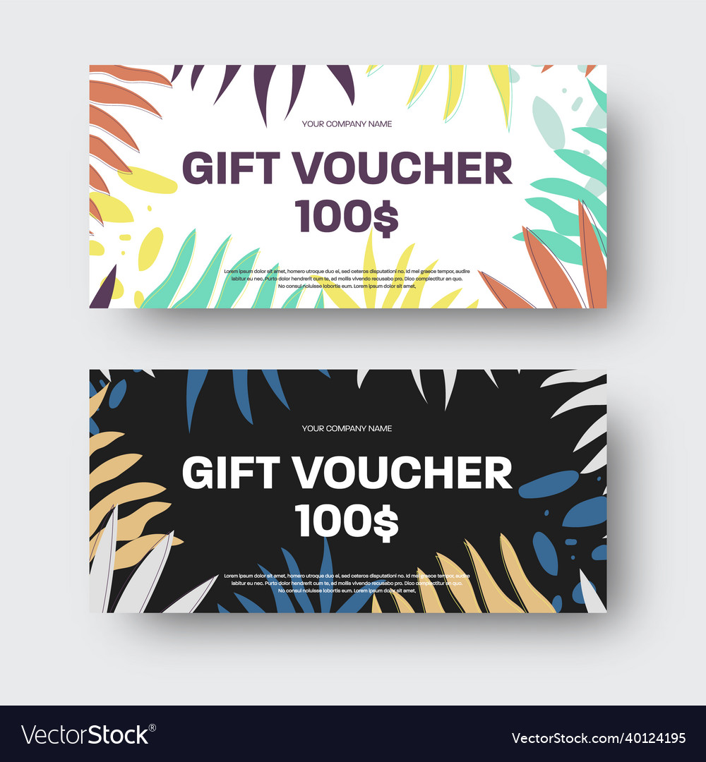 Gift voucher template with tropical leaves palms Vector Image