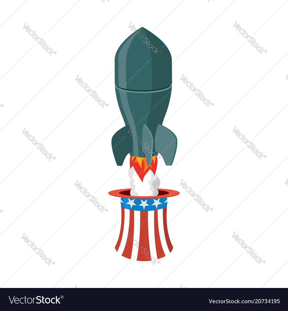 Missile usa rocket fly of hat uncle sam american