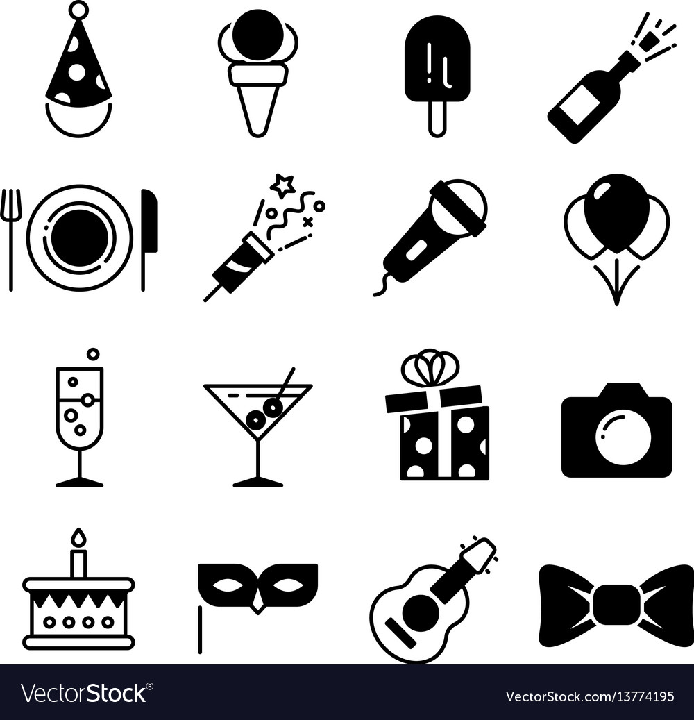 Party And Wedding Event Fun Icons Royalty Free Vector Image