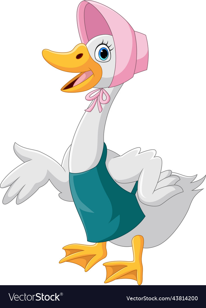 Cartoon duck wearing hat on white background Vector Image