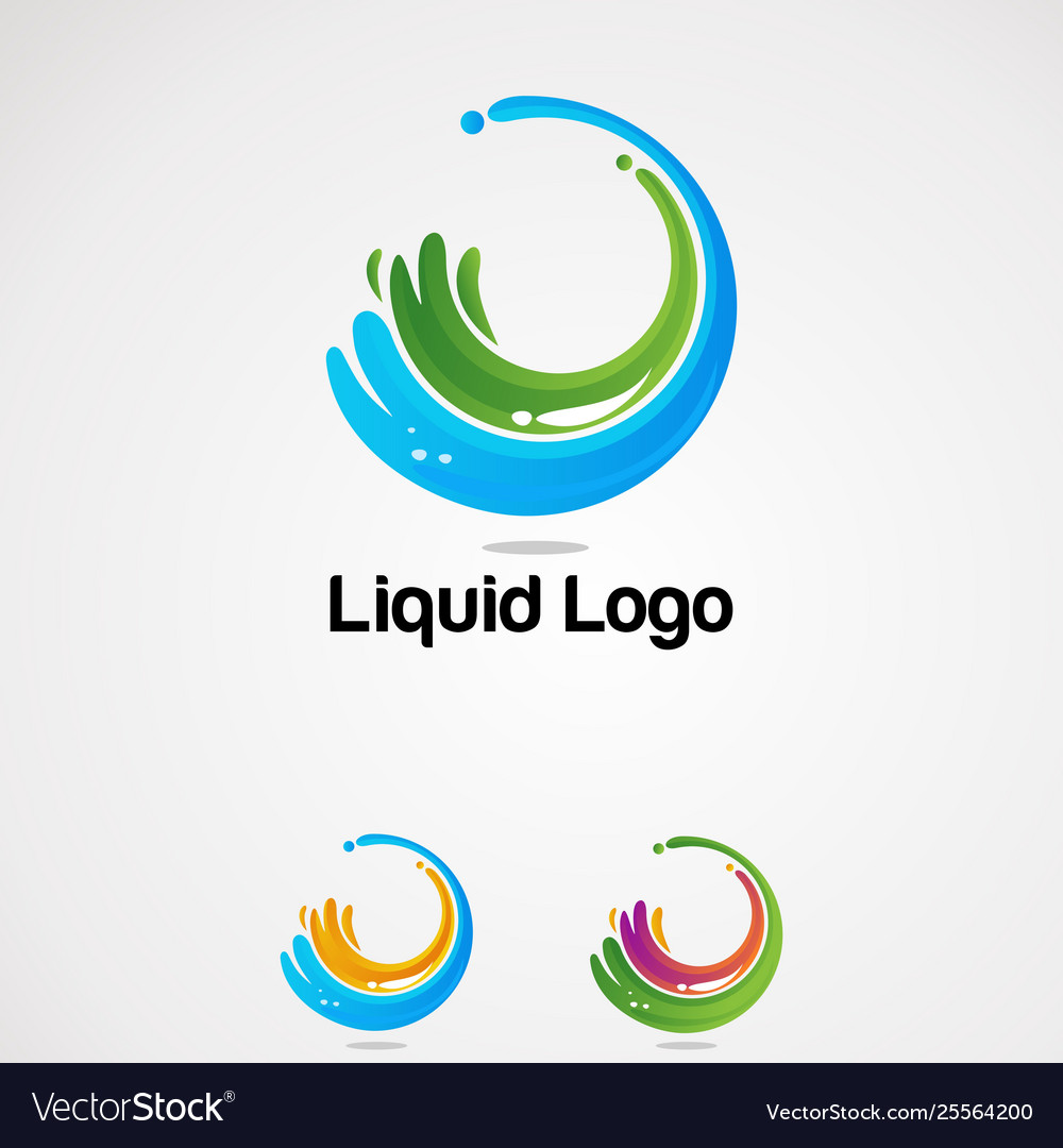 Circle liquid splash with colorful logo icon