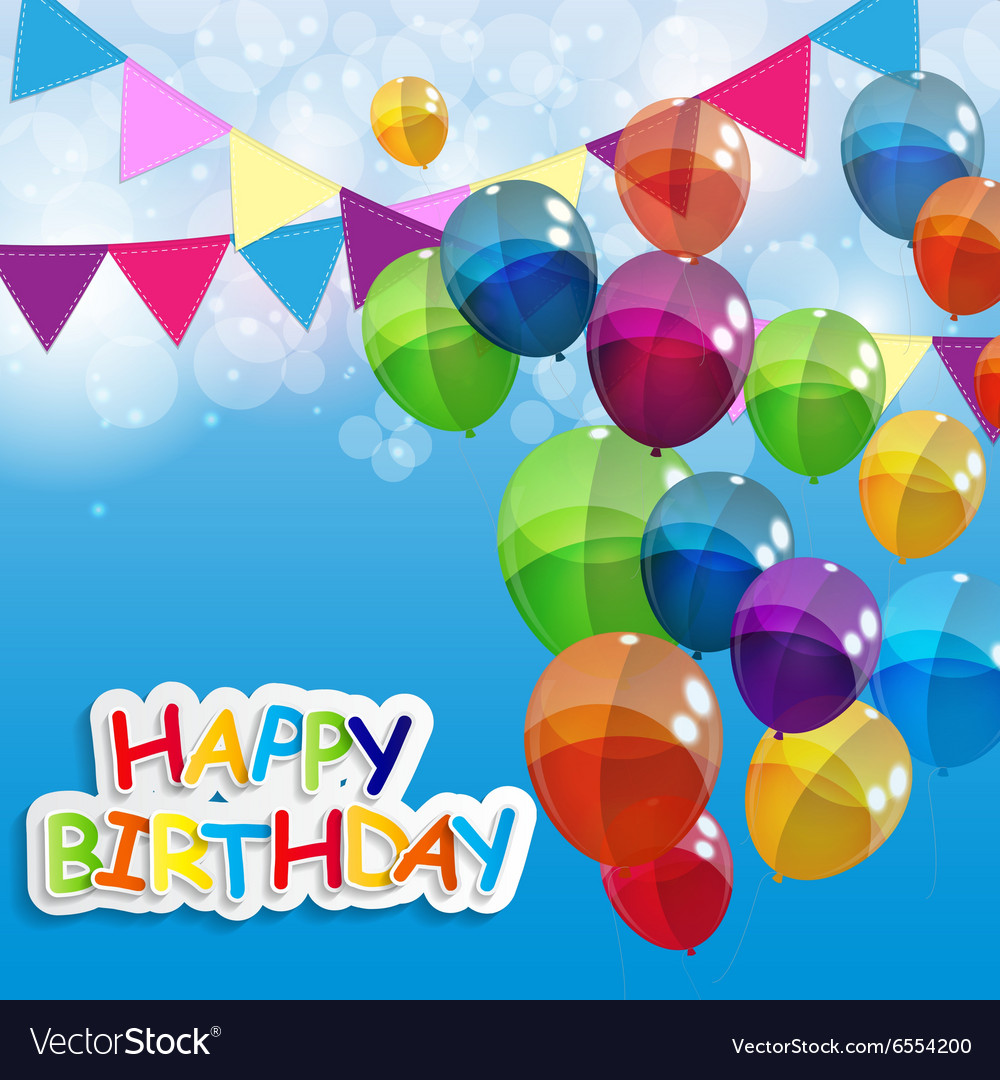 Color glossy balloons happy birthday background