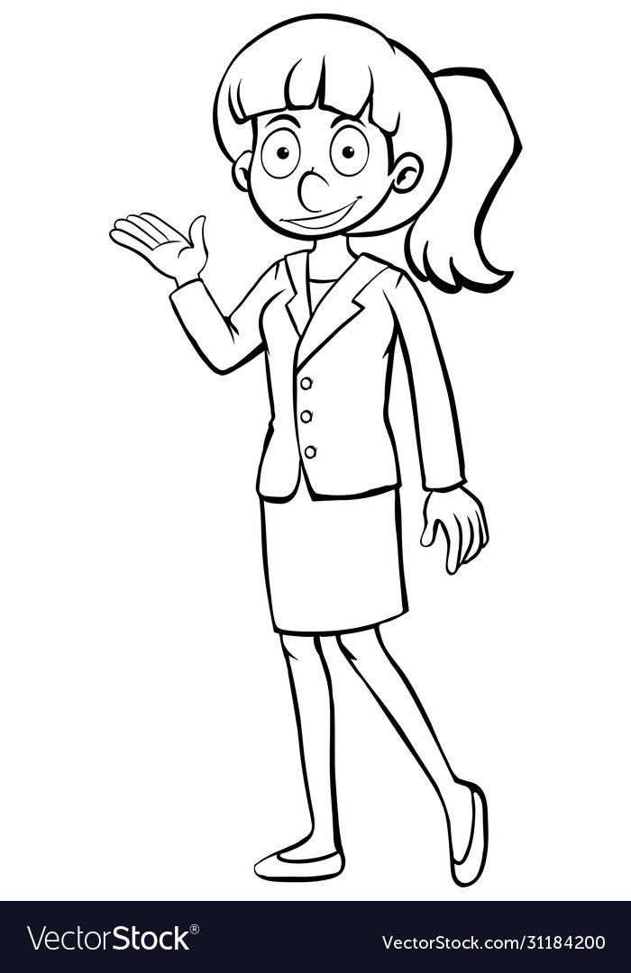 Doodle drawing happy businesswoman on white Vector Image