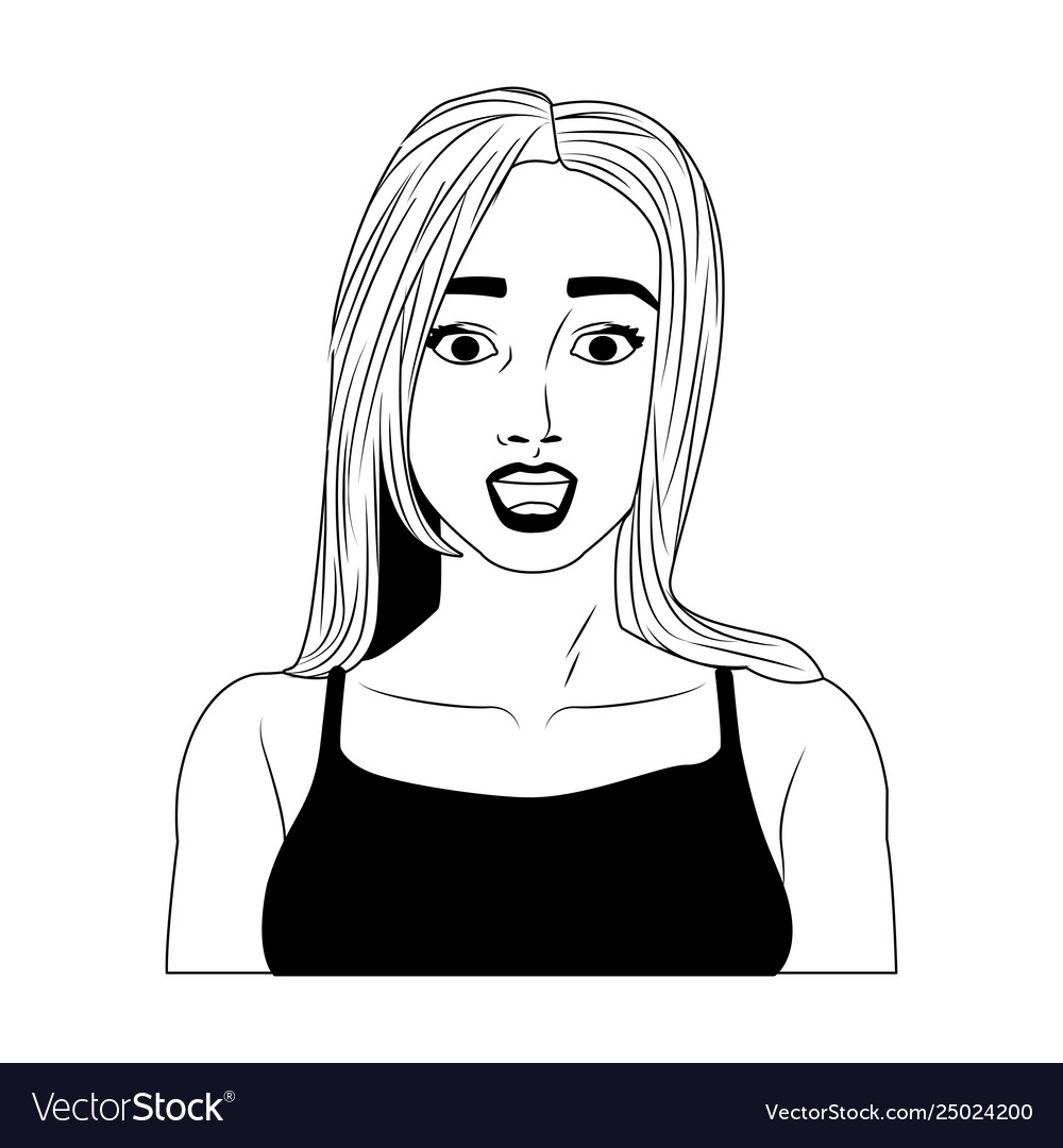 Woman profile pop art cartoon in black and white Vector Image